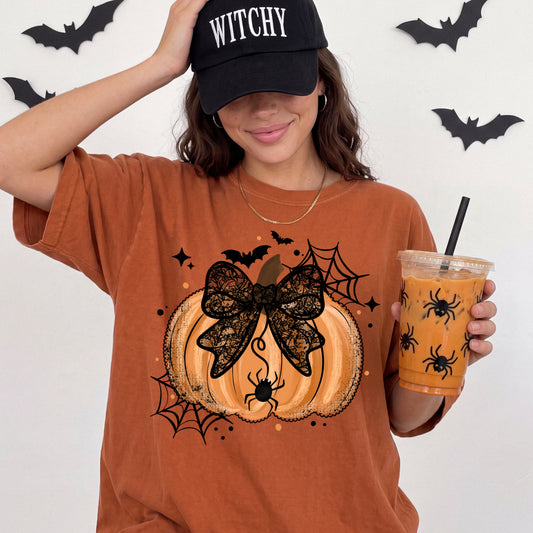 Lace Bow Pumpkin DTF Print