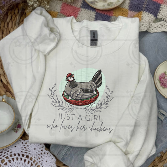 Just A Girl Who Loves Her Chickens DTF Prints