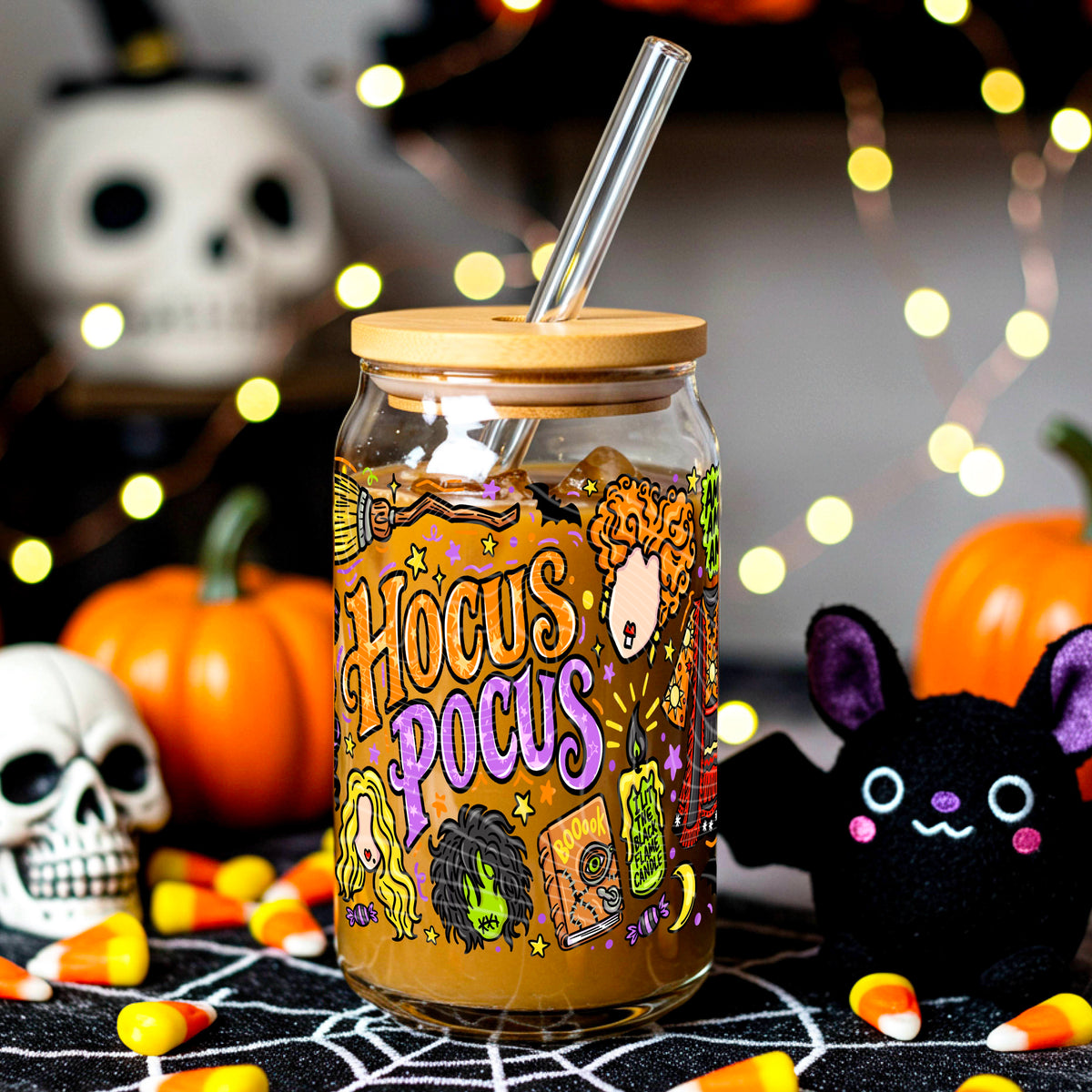 Hocus Pocus Doodle 16 oz Glass Wrap