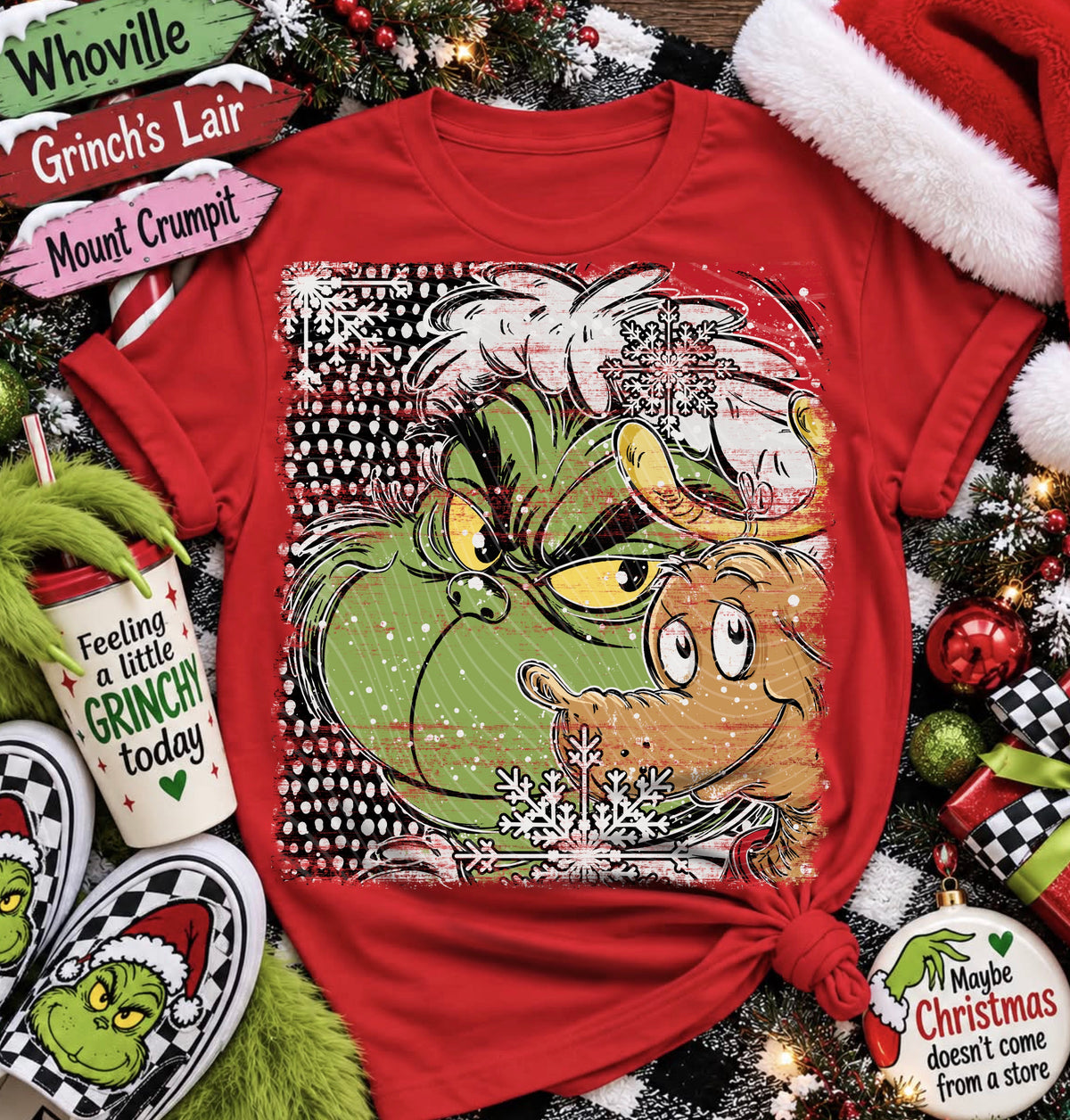Grinch Selfie DTF Print
