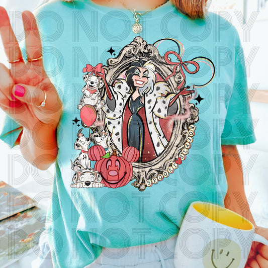 Cruella Spooky Season Mirror DTF Prints