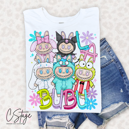 Kawaii Friends Labubu DTF Prints