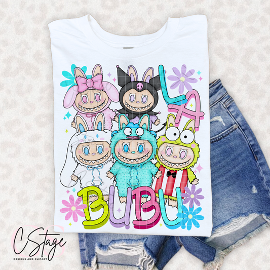 Kawaii Friends Labubu DTF Prints