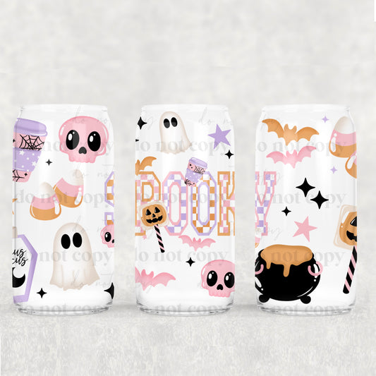 Pastel Spooky Varsity 16 oz Glass Wraps