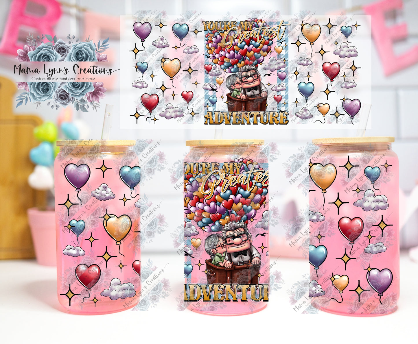 My Greatest Adventure Valentine 16 oz Glass Can Wrap