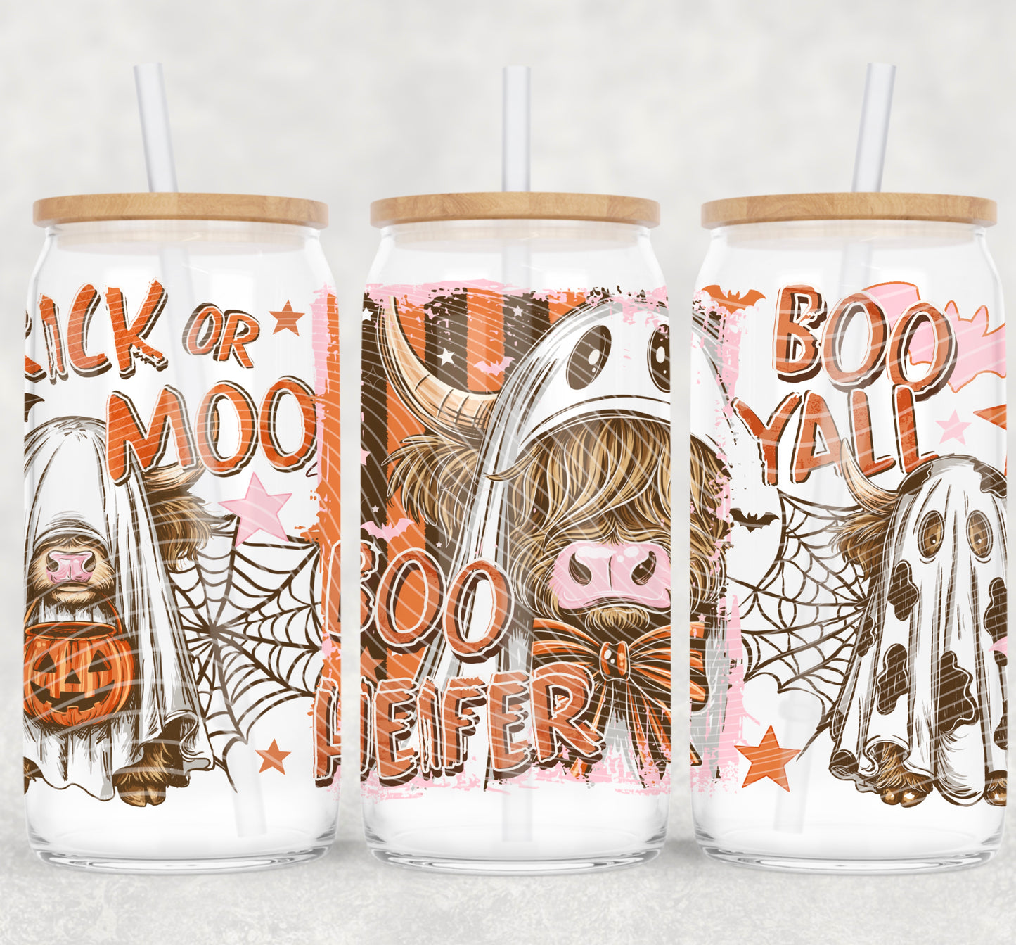 Boo Heifer 16 oz Glass Wrap