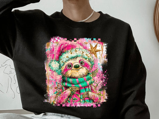 Christmas Sloth DTF Print