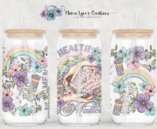 Mental Health Matters Pastel 16 oz Glass Can Wrap