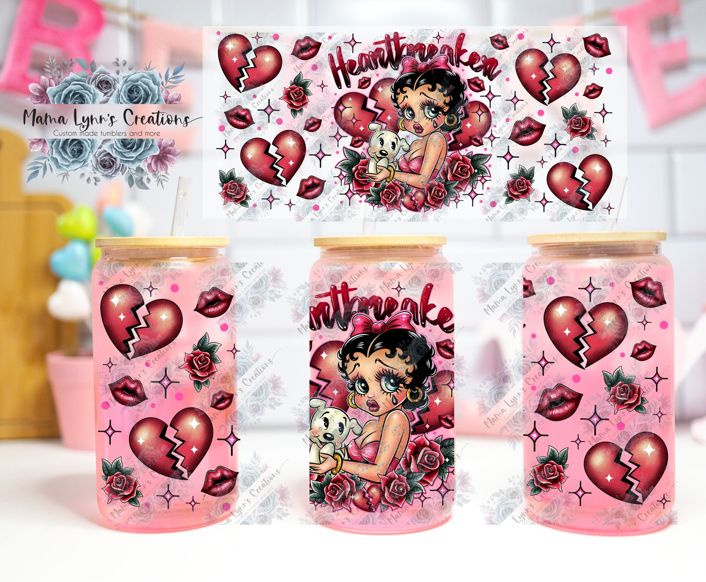 Heartbreaker BB Valentine 16 oz Glass Can Wrap