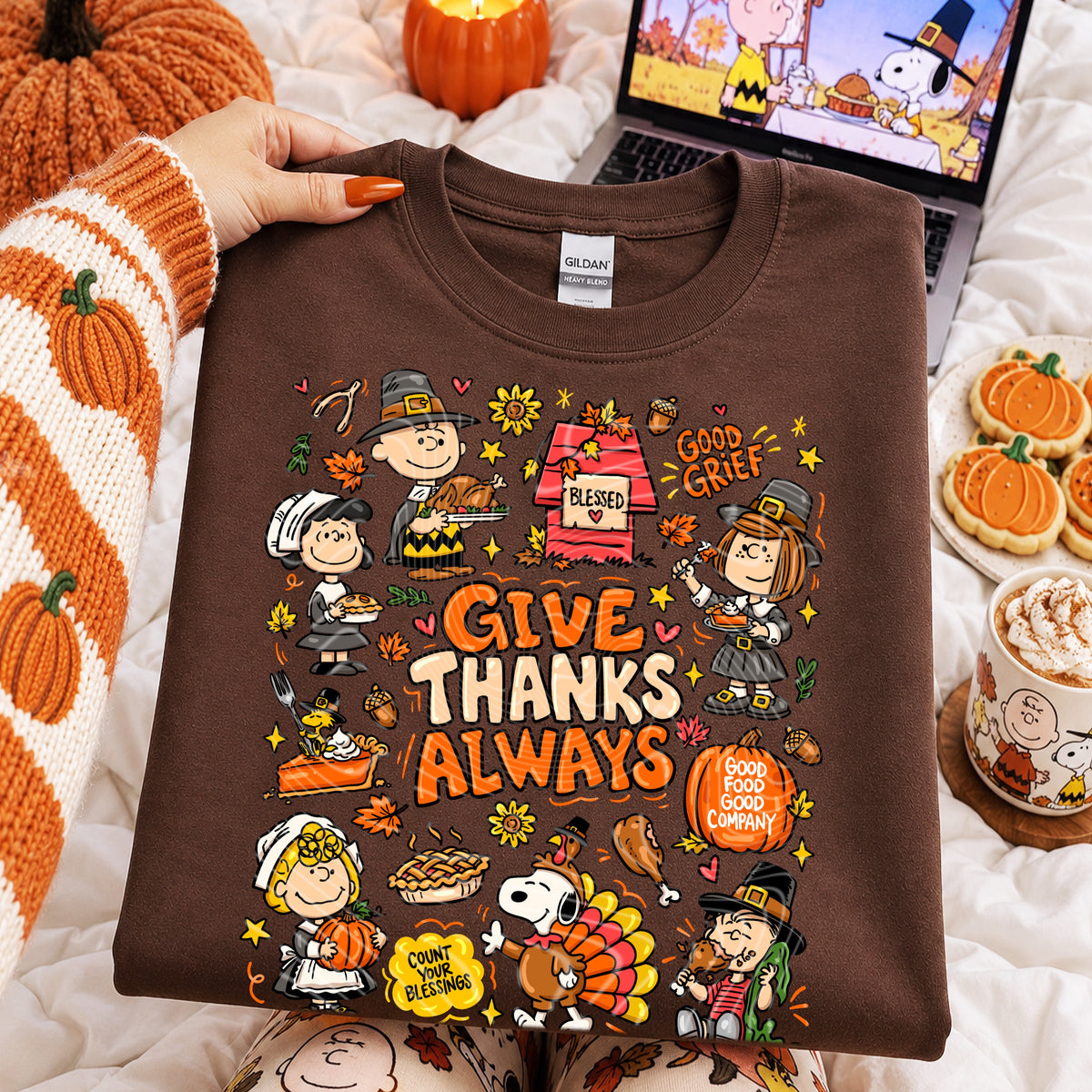 Give Thanks Always Doodle DTF Print