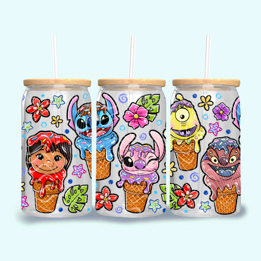 Stitch Ice Cream 16 oz Glass Wrap