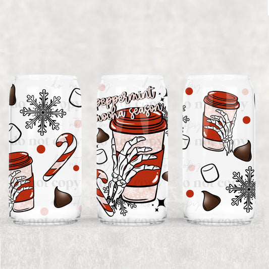 Peppermint Mocha Season 16 oz Glass Wraps
