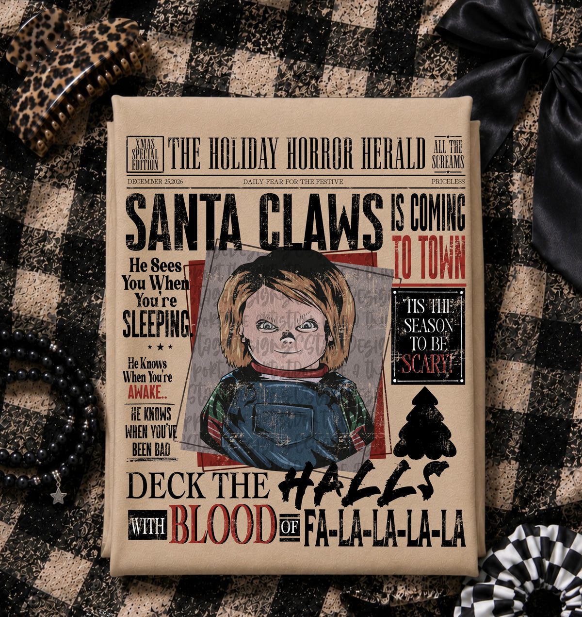 Holiday Horror Herald Santa Claws DTF Print