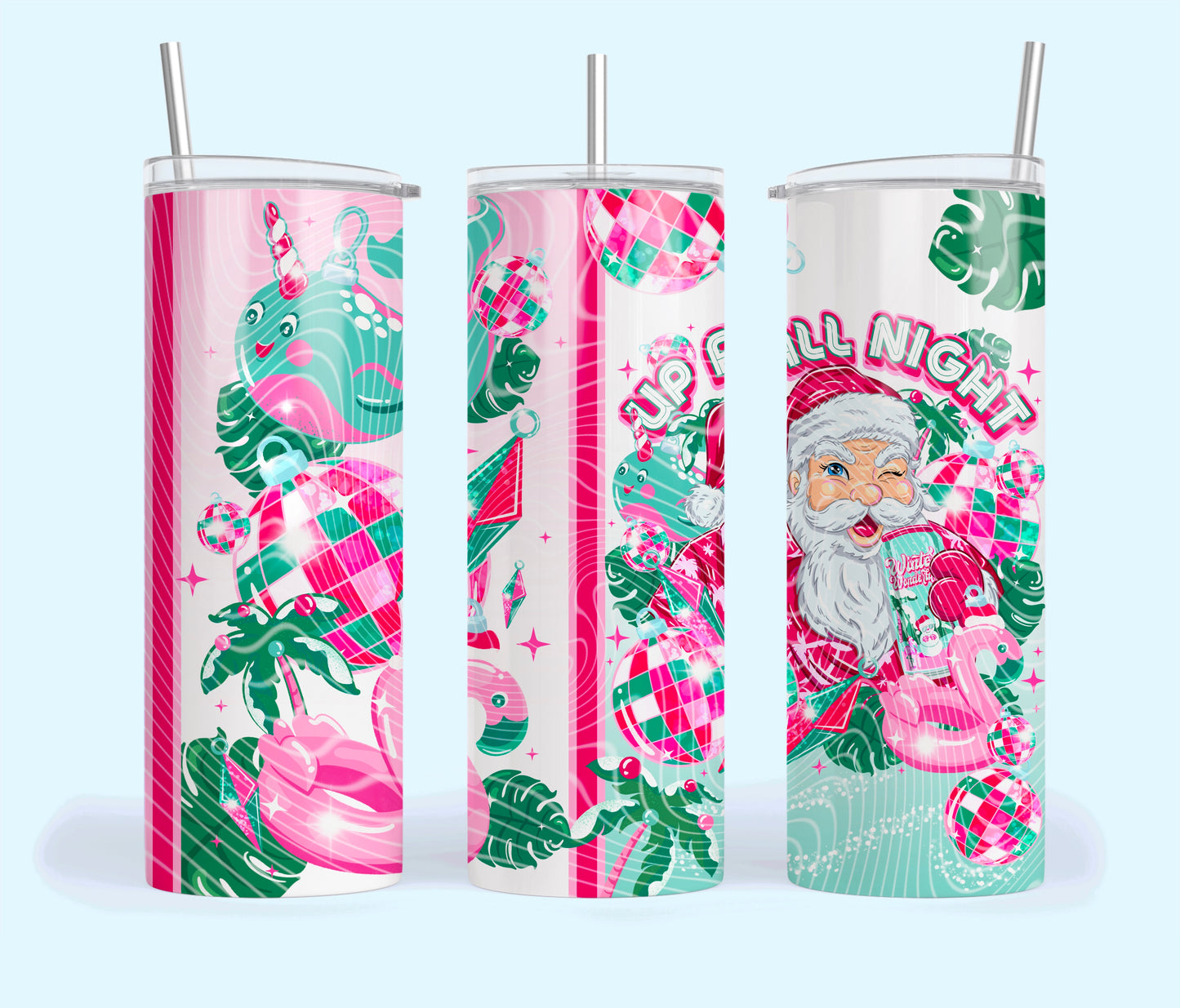 Up All Night Santa Tumbler Wrap