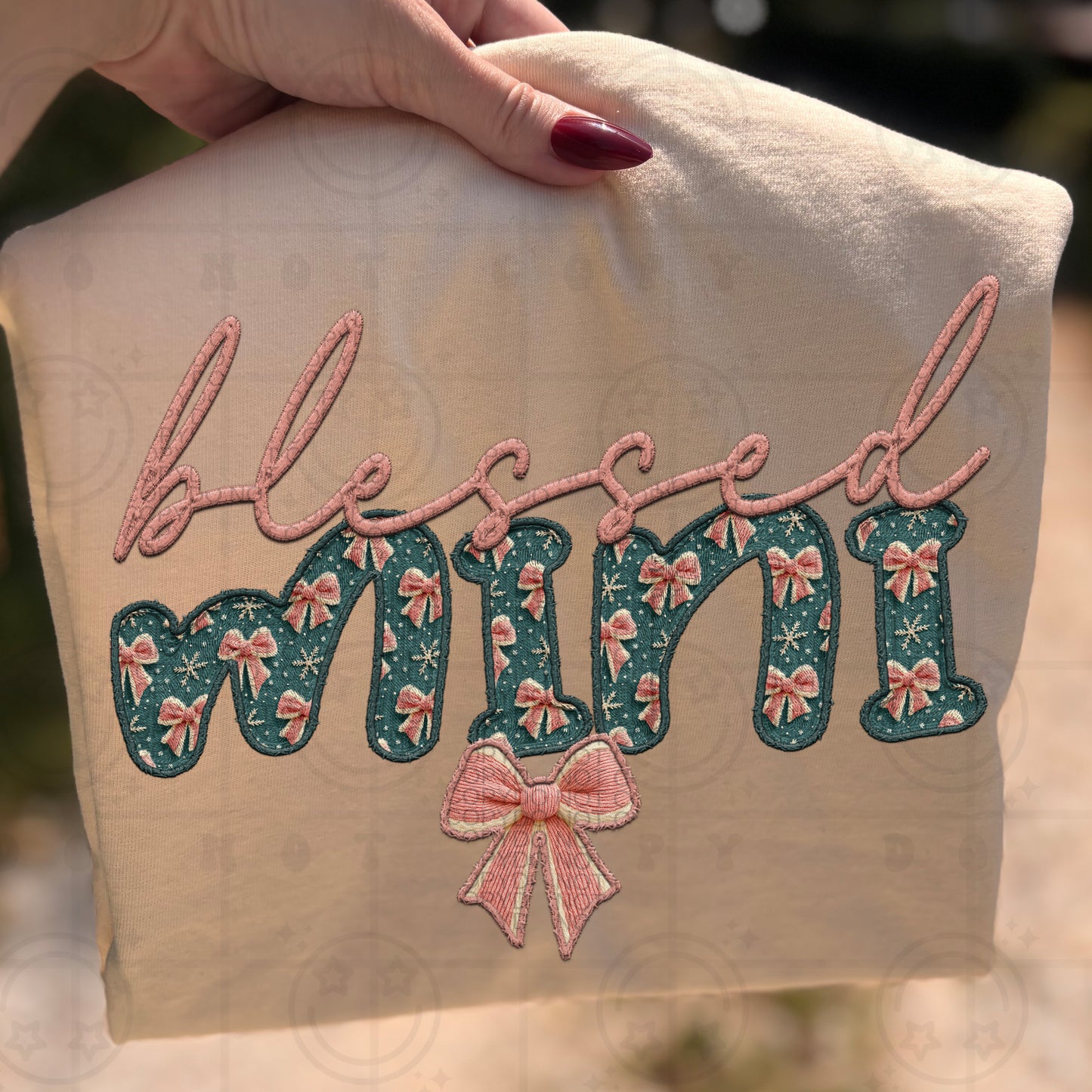 Faux Embroidery Blessed Mini DTF Prints