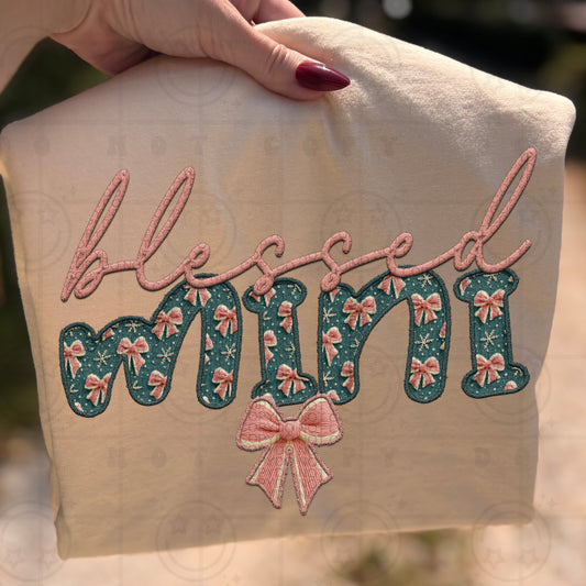 Faux Embroidery Blessed Mini DTF Prints