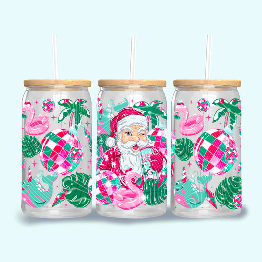 Winter Wonderland Santa 16 oz Glass Wraps