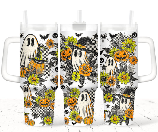 Floral Ghostie 40 oz Tumbler Print