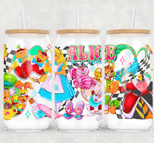 Wonderland Collage 16 oz Glass Can Wraps