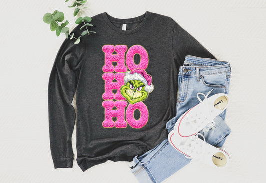 Ho Ho Ho Grinch Faux Yarn  DTF Print