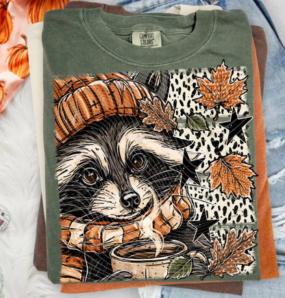 Fall Raccoon DTF Print