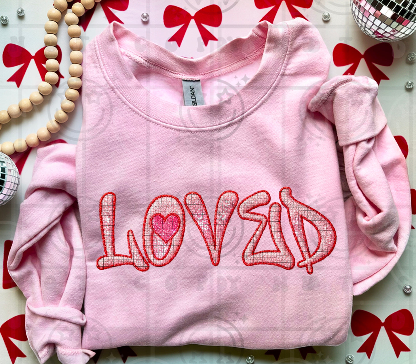 Loved VDay Faux Embroidery DTF Prints