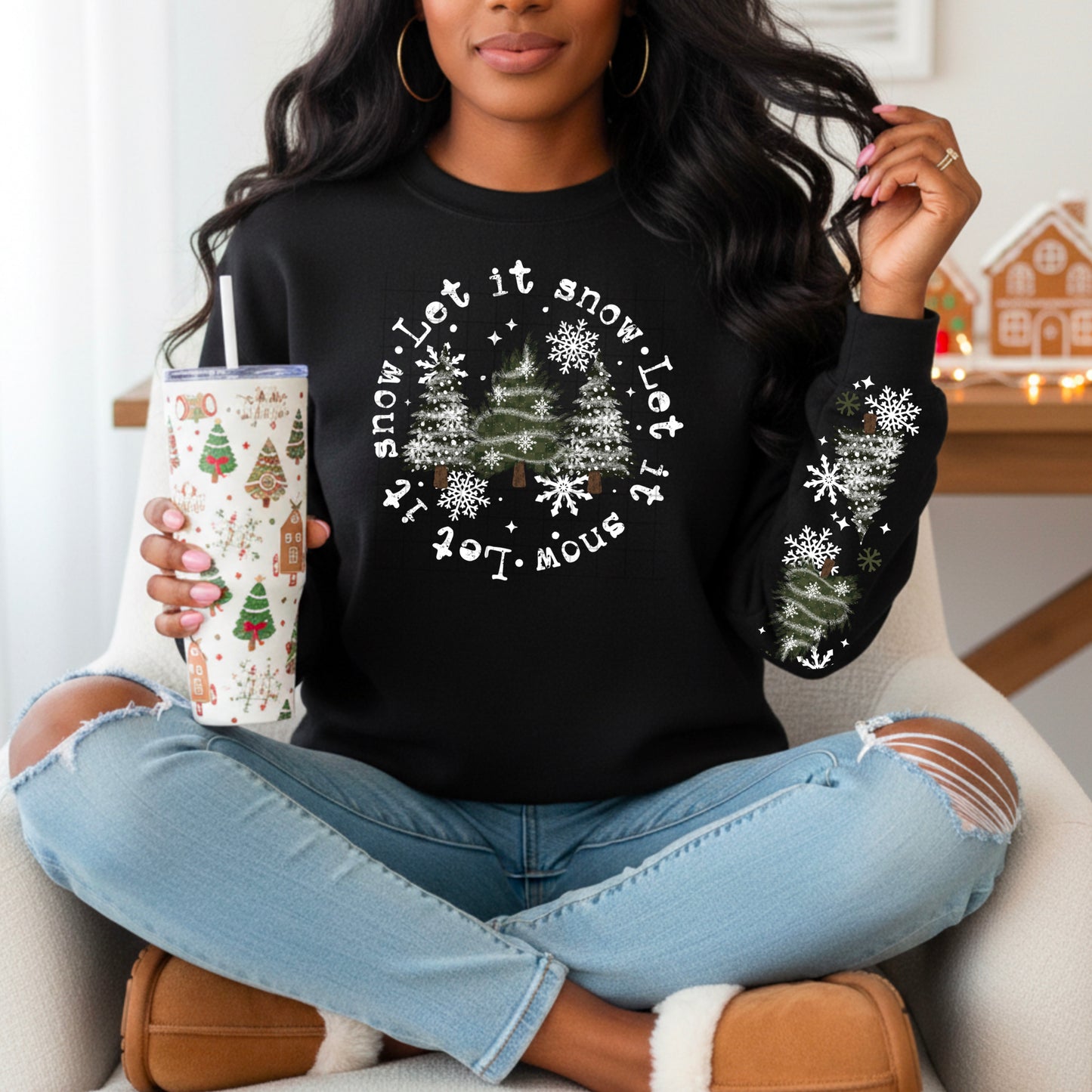 Let It Snow Circle Design DTF Prints