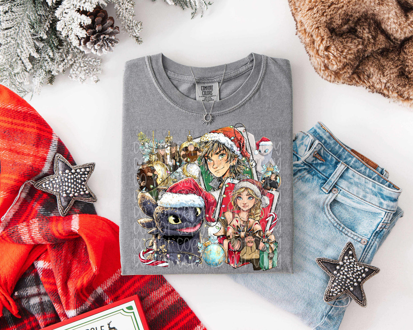 Christmas Dragon Trainer Polaroid DTF Print