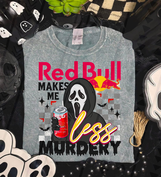 Red Bull Makes Me Less Murdery (Red) DTF Prints