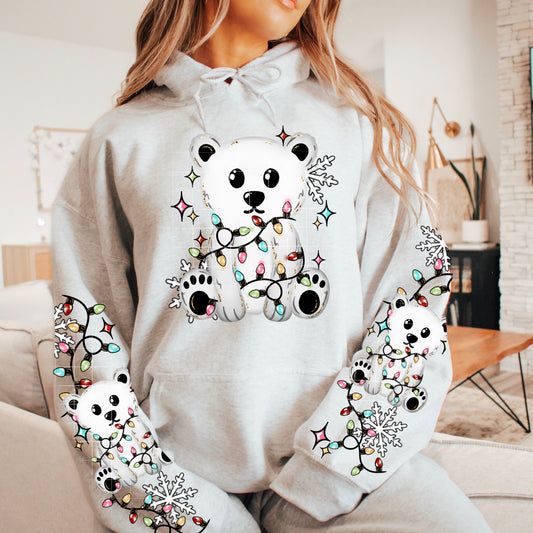 Polar Bear Christmas Lights DTF Print