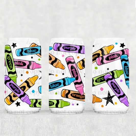 Crayons 16 oz Glass Wrap