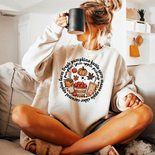 Fall Things Circle Style DTF Prints