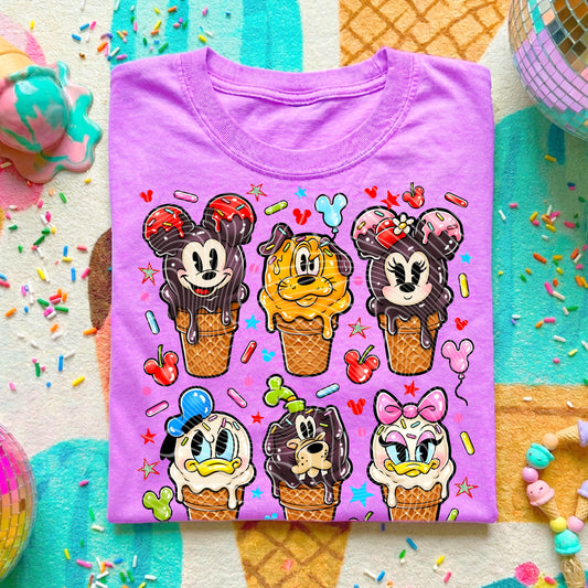 Mouse & Friends Ice Cream DTF Print
