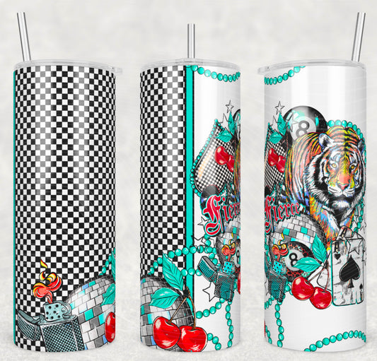 Fierce Tiger With Turquoise Tumbler Wrap