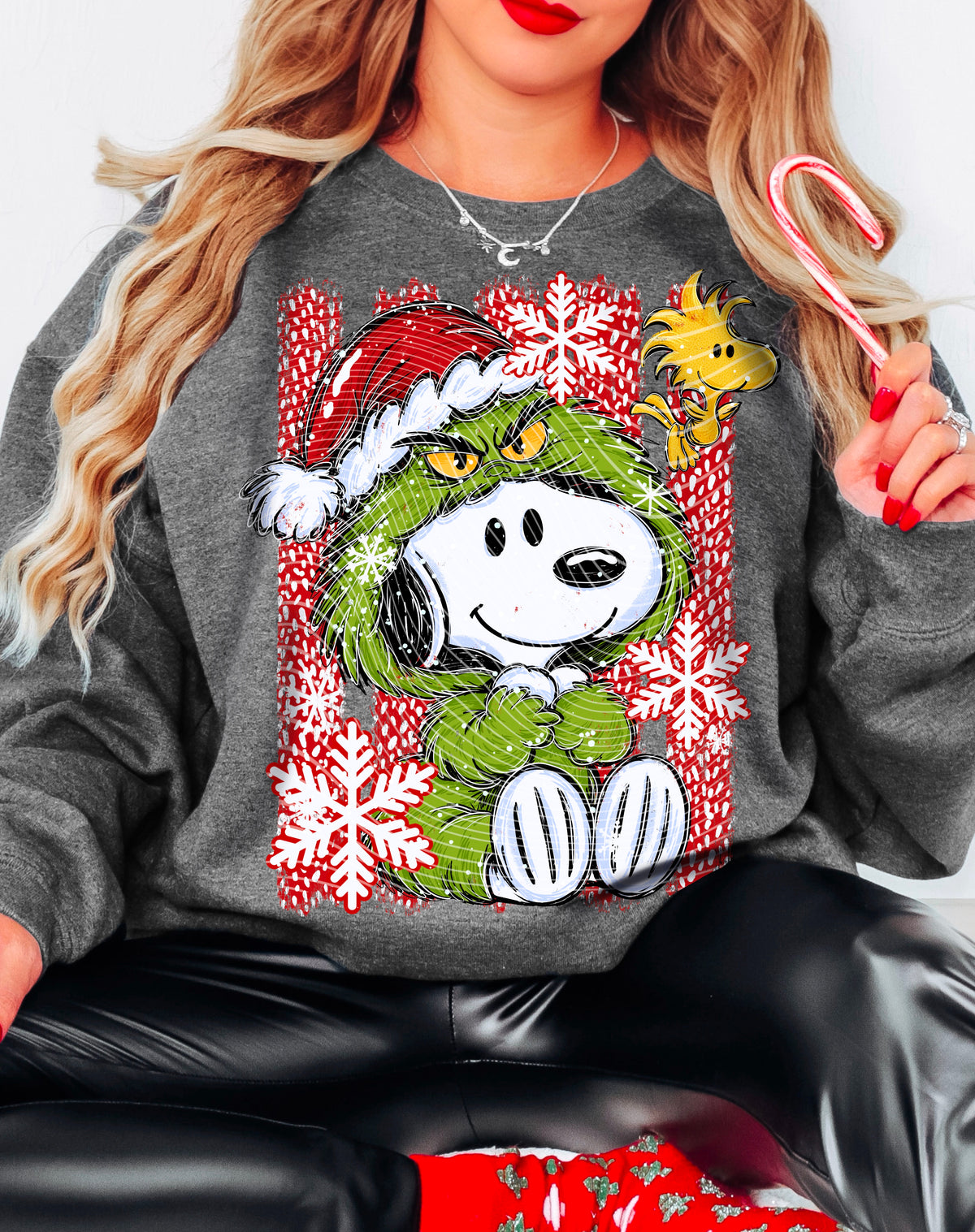 Grinch Snoopy Stripes DTF Print