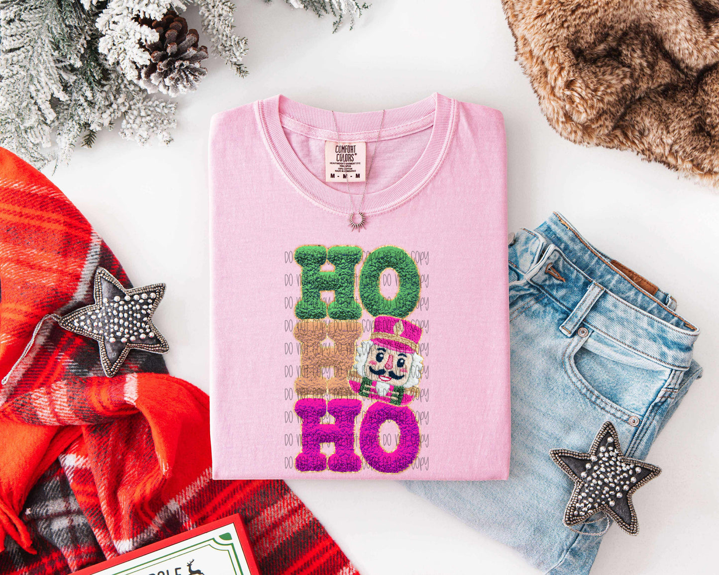 Ho Ho Ho Nutcracker Faux Yarn  DTF Print