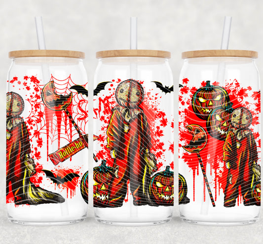Horror Scarecrow 16 oz Glass Can Wraps