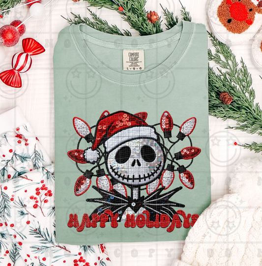 Happy Holidays Jack (Faux Sequin) DTF Prints