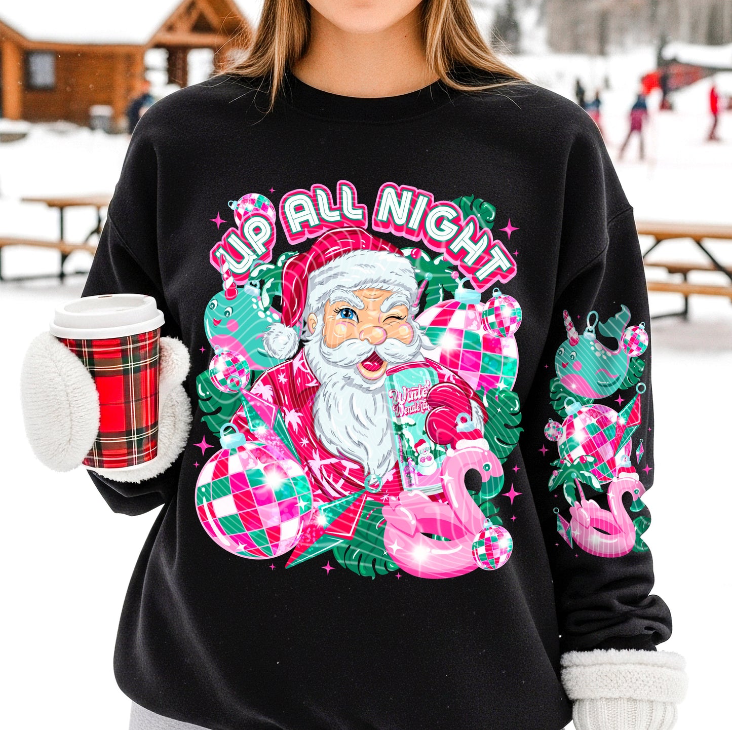 Up All Night Santa DTF Prints