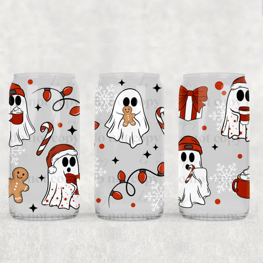 Christmas Ghosts 16 oz Glass Wraps