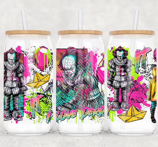 Horror Pennywise 16 oz Glass Can Wraps