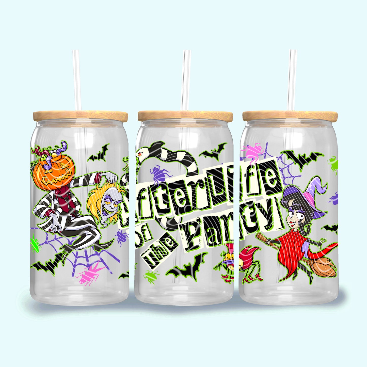Retro Burton Beetlejuice 16 oz Glass Wraps