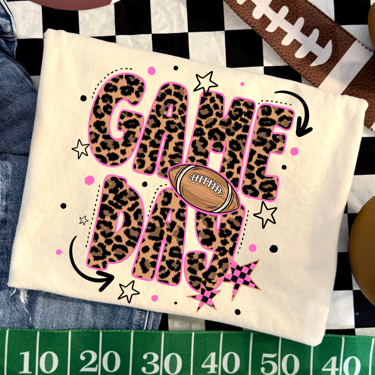 Game Day Football (Pink Leopard) DTF Print