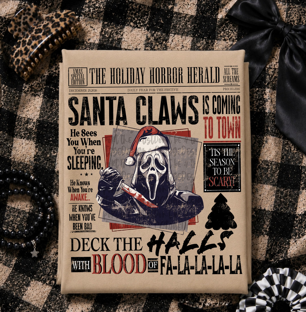 Holiday Horror Herald Santa Claws DTF Print