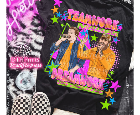 Neon Teamwork Makes The Dreamwork DTF Print