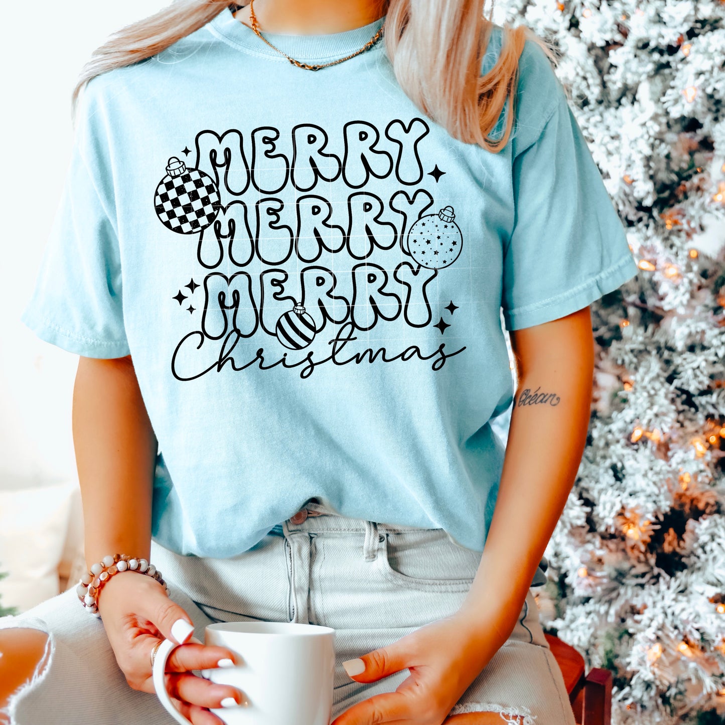 Merry Christmas Stacked (Single Color) DTF Prints