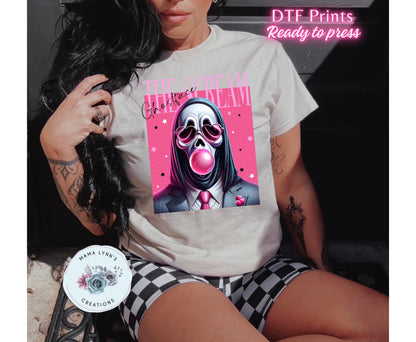 Pink Horror Ghostface Bubble Pop DTF Print