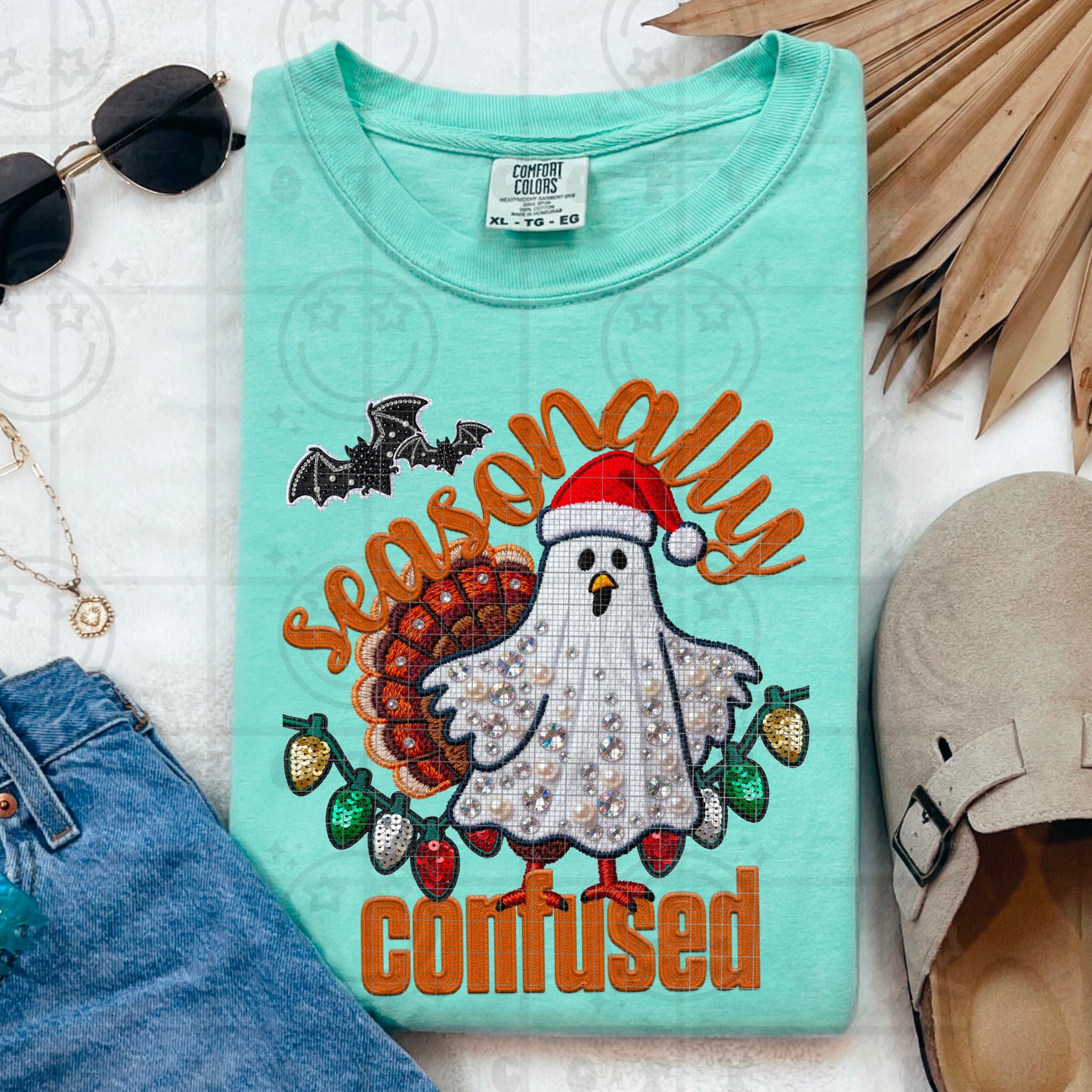 Seasonally Confused (Faux Rhinestone Embroidery) DTF Prints