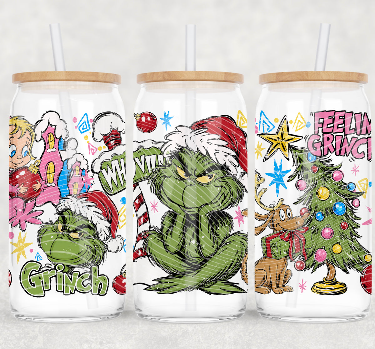 Feeling Grinchy 16 oz Glass Wrap