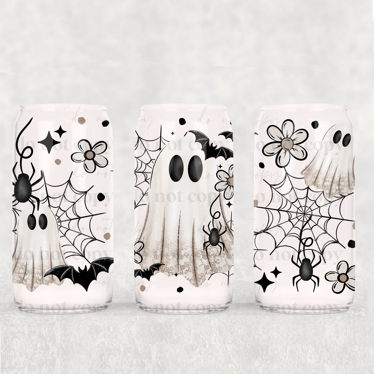 Floral Ghost 16 oz Glass Wrap